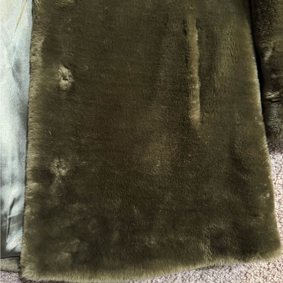 Beta’s Choice Olive Green Faux Fur Coat - Picture 8 of 12